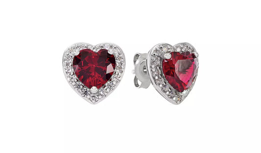 Revere Sterling Silver Heart Cubic Zirconia Stud Earrings