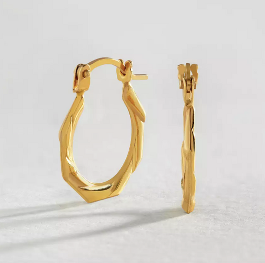 Revere 9ct Gold Hexagon Creole Hoop Earrings