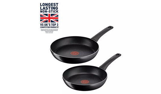 Tefal Titanium Force 2 Piece Non stick Frying Pan Set - Black