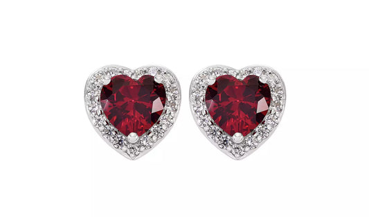 Revere Sterling Silver Heart Cubic Zirconia Stud Earrings