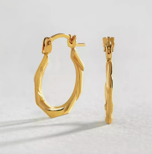 Revere 9ct Gold Hexagon Creole Hoop Earrings