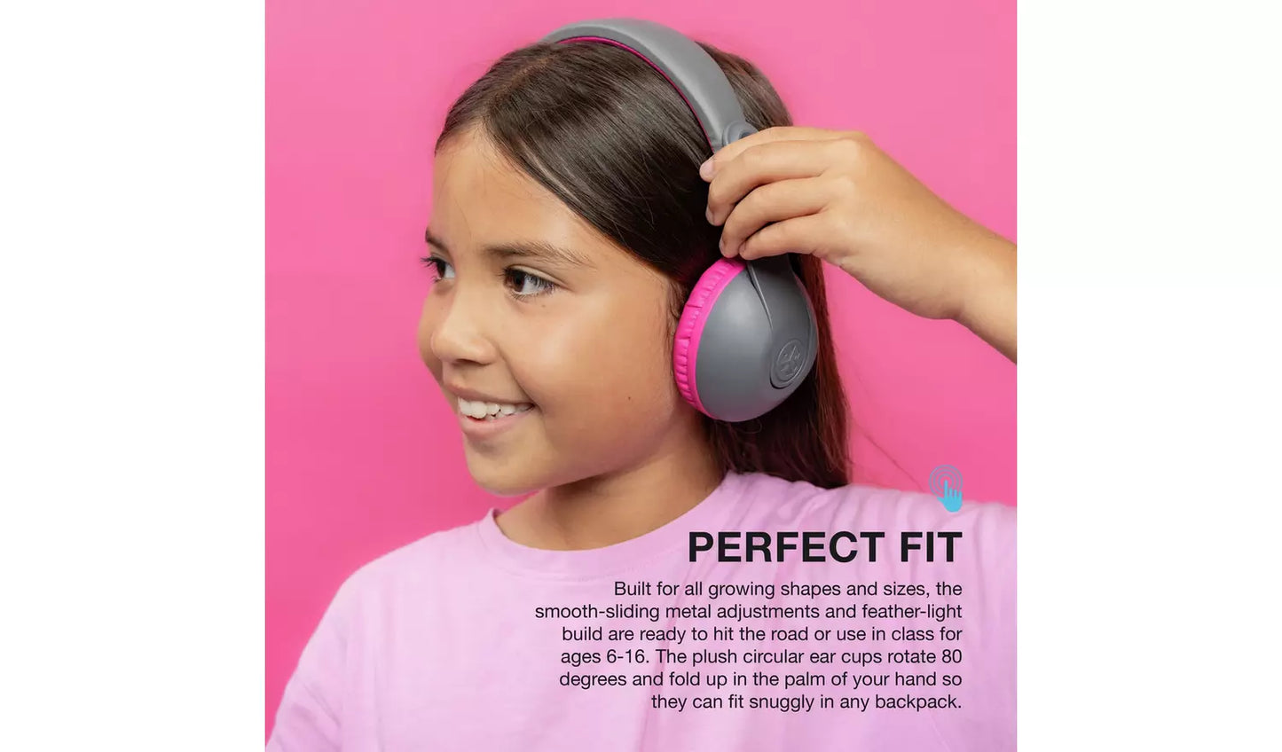 JLab JBuddies Studio 2 Kids Bluetooth Headphones - Grey/Pink