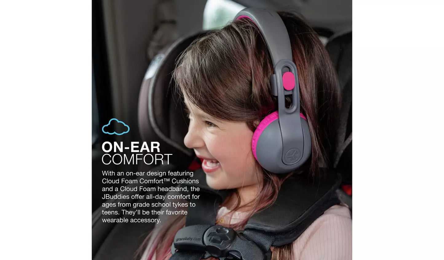 JLab JBuddies Studio 2 Kids Bluetooth Headphones - Grey/Pink