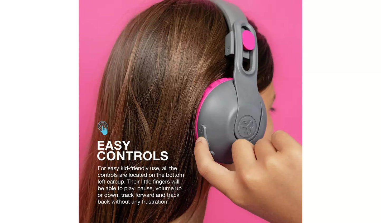 JLab JBuddies Studio 2 Kids Bluetooth Headphones - Grey/Pink